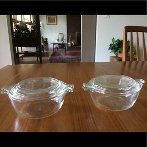2 Clear Pyrex Storage Containers, Vintage